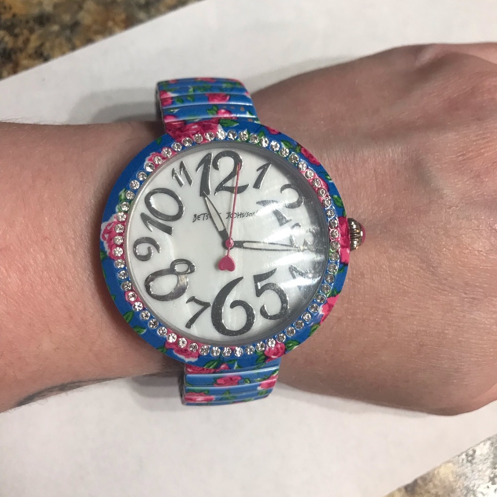 Betsey Johnson rose print watch